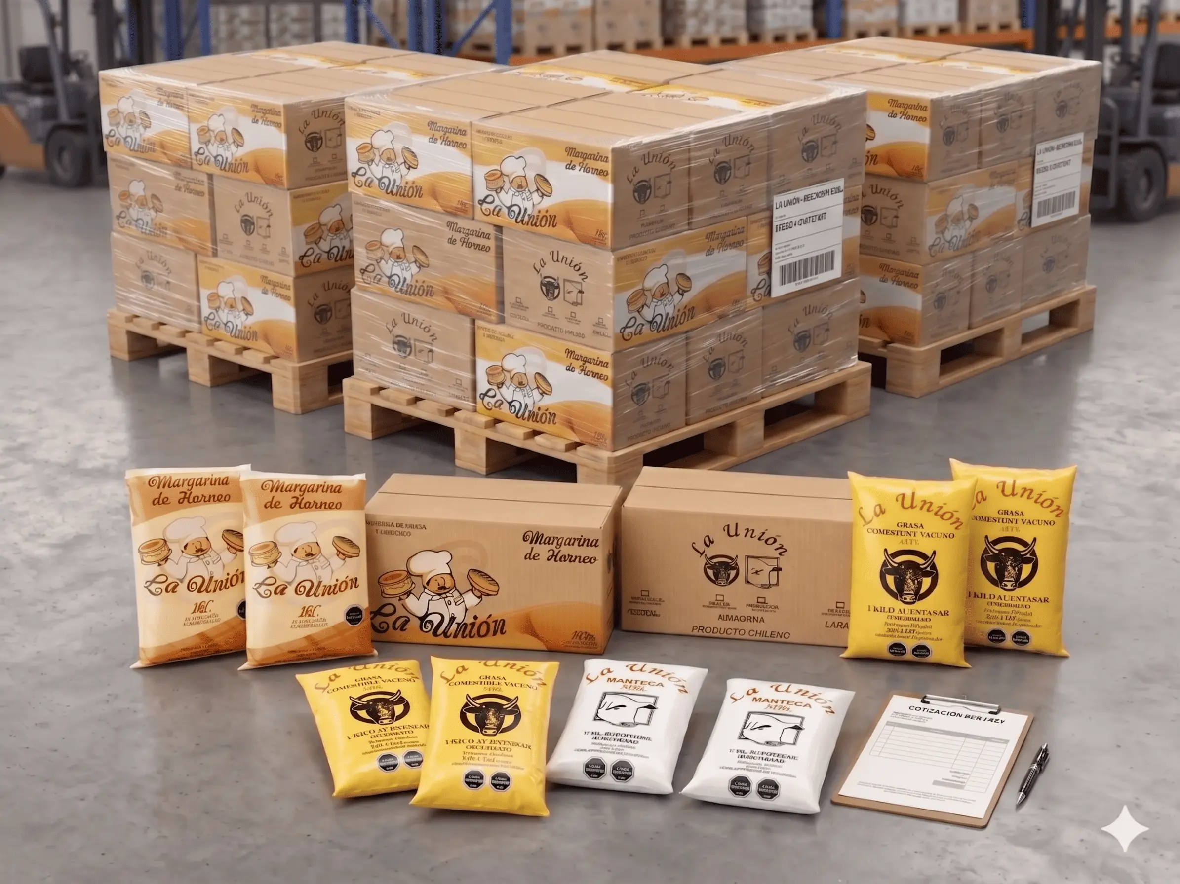 Pallets de distribución masiva — Manteca La Unión despacha a todo Chile
